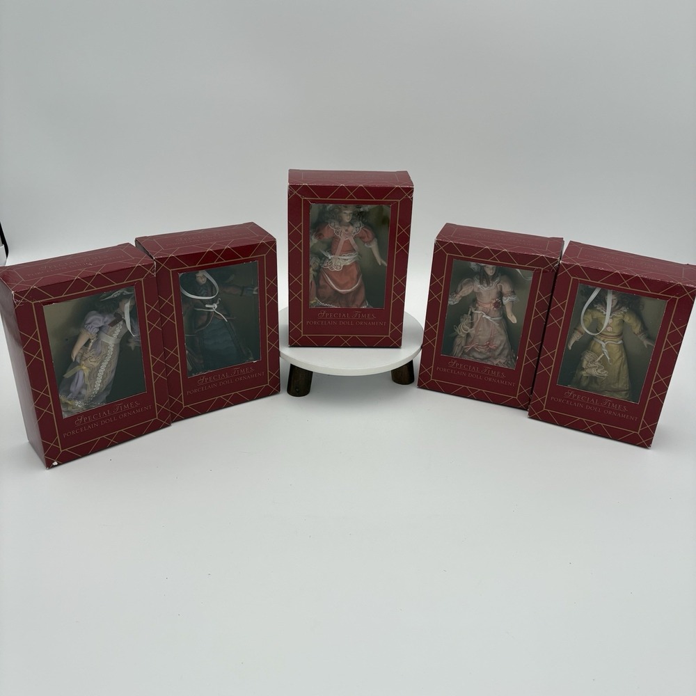Vintage Lot‎ of 5 Special Times Porcelain Doll Ornaments Victorian Era Unused
